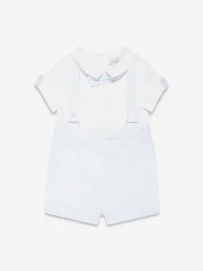 Patachou Baby Boys Linen Striped Romper in Blue