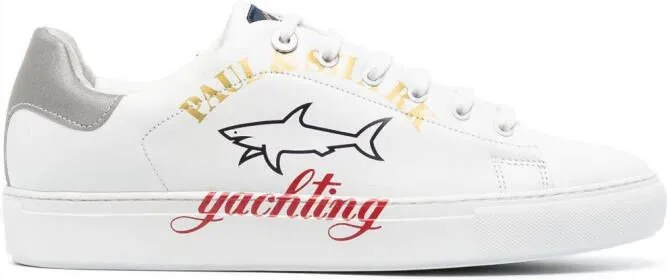 Paul & Shark logo-print leather low-top sneakers White