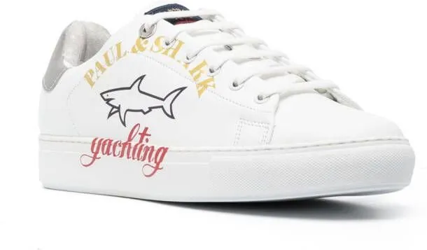 Paul & Shark logo-print leather low-top sneakers White