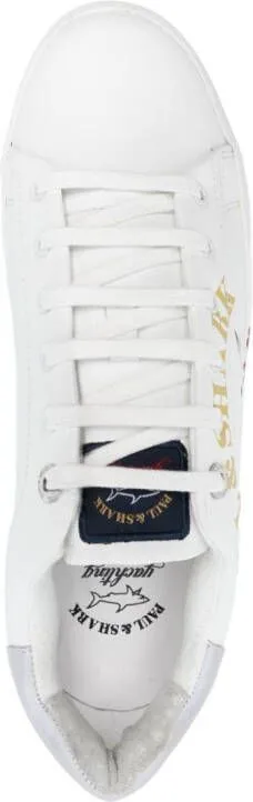 Paul & Shark logo-print leather low-top sneakers White