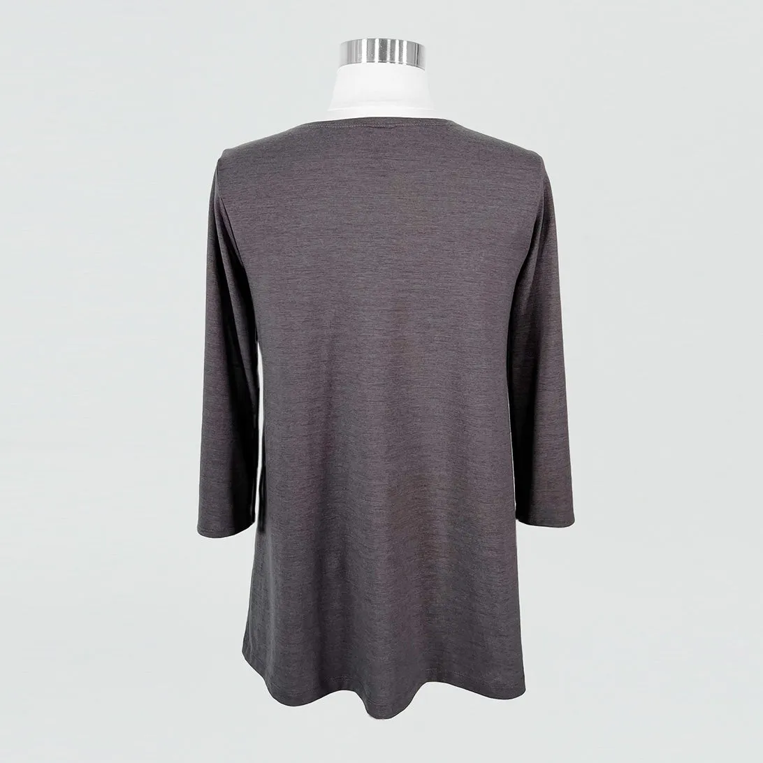 Peach Knit - Split Cuff Tunic - Charcoal - Final Sale!