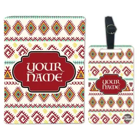 Personalised Passport Cover Luggage Tag Set - Beautiful Geometric Design