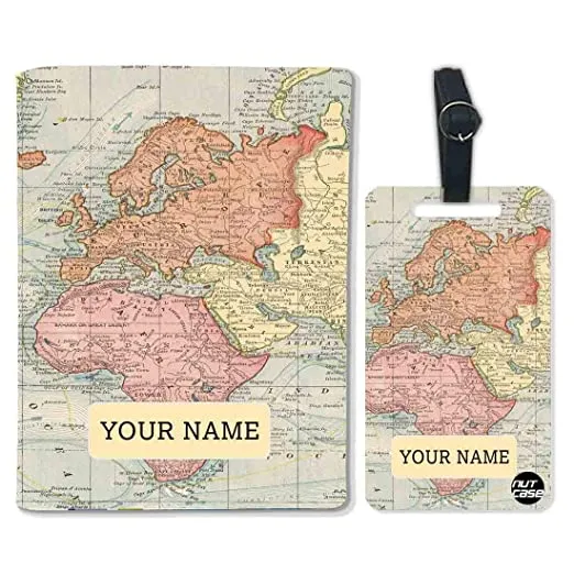 Personalised Passport Cover Luggage Tag Set - Map