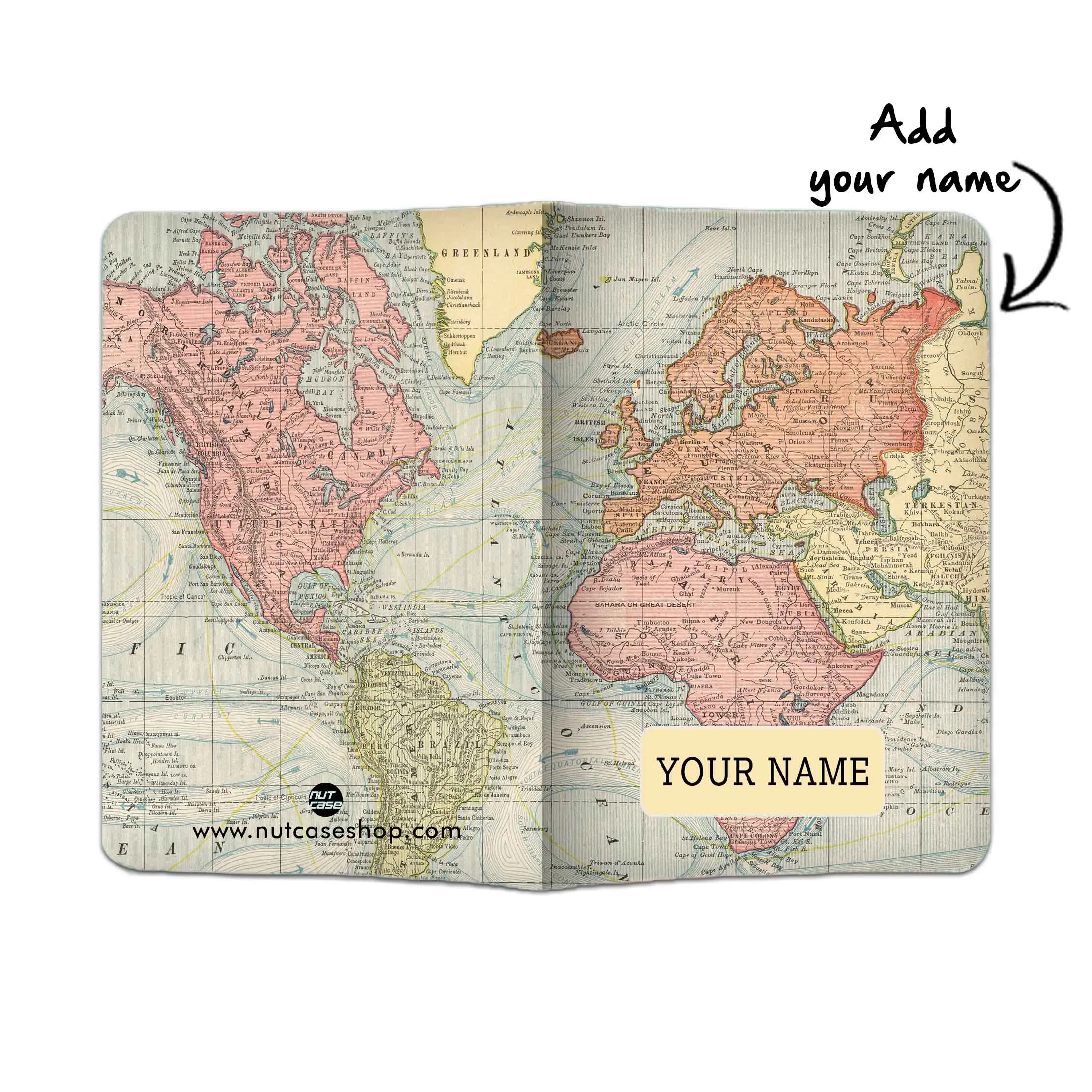 Personalised Passport Cover Luggage Tag Set - Map