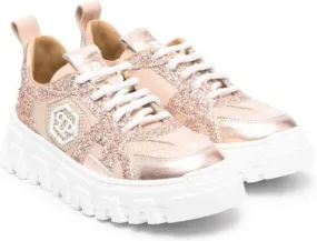 Philipp Plein Junior logo-patch low-top sneakers Pink