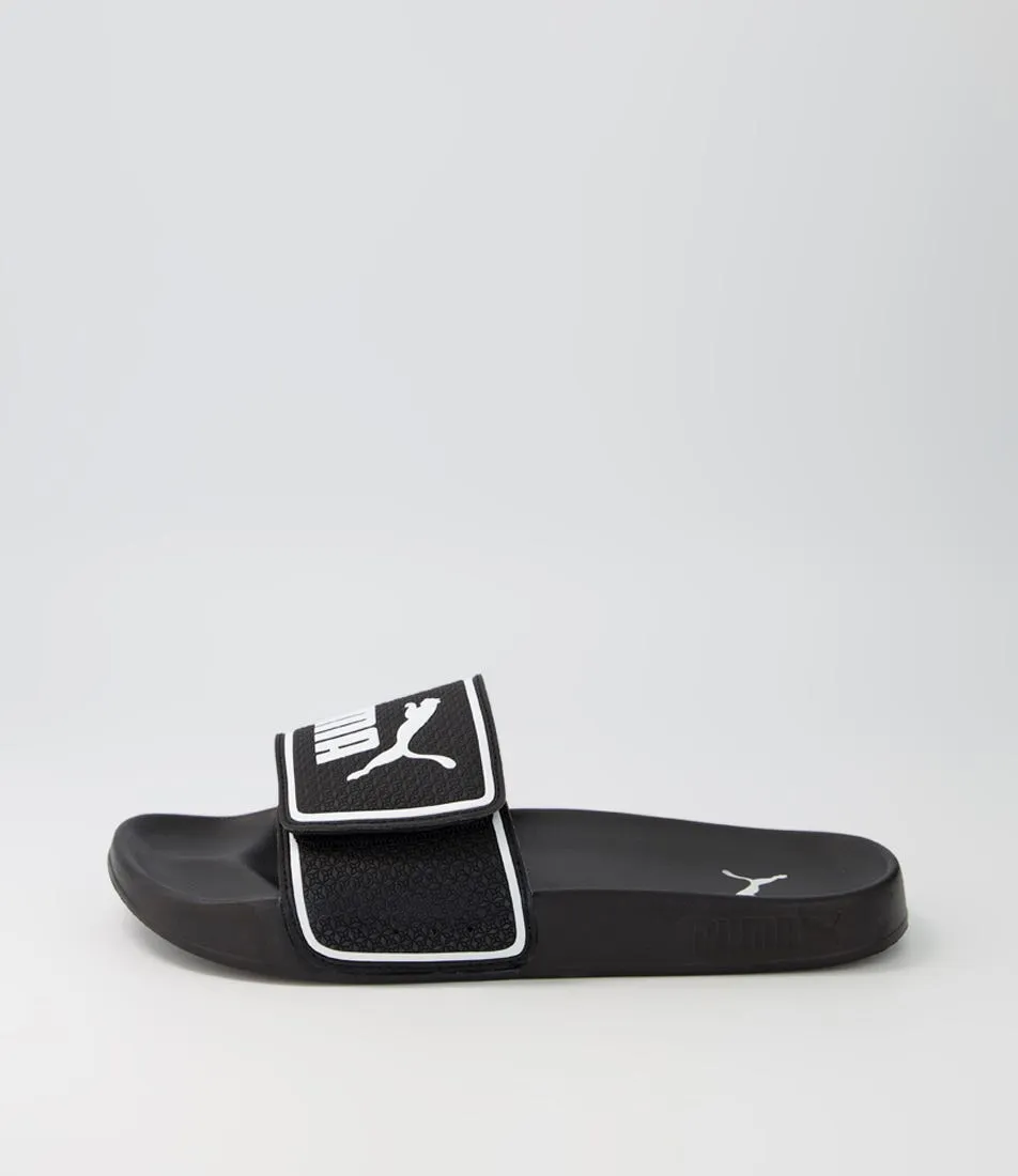 PUMA Leadcat 2.0 V Black White Leather Slides