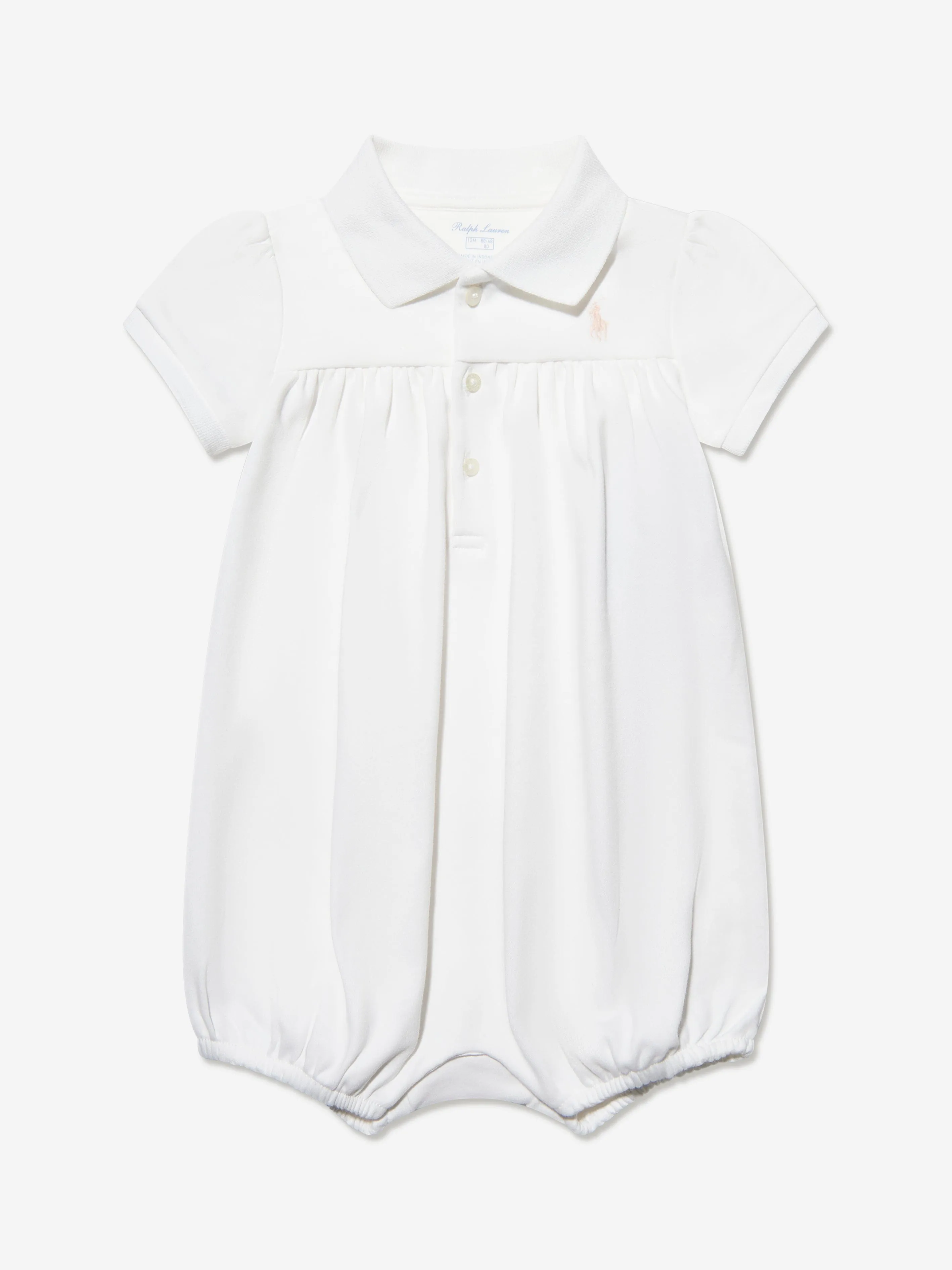 Ralph Lauren Baby Girls Cotton Polo Bubble Romper