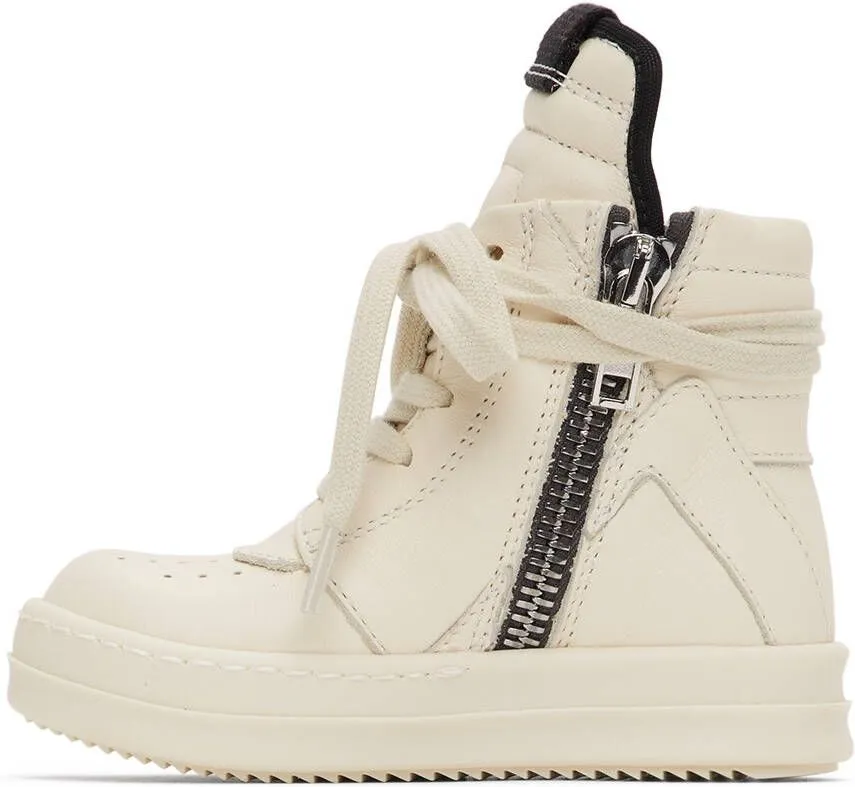 Rick Owens Baby Off-White Geobasket High Sneakers