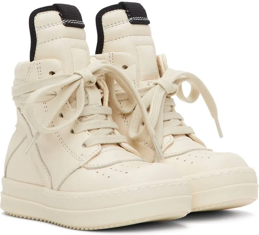 Rick Owens Baby Off-White Geobasket High Sneakers