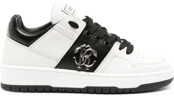 Roberto Cavalli Mirror Snake panelled leather sneakers White