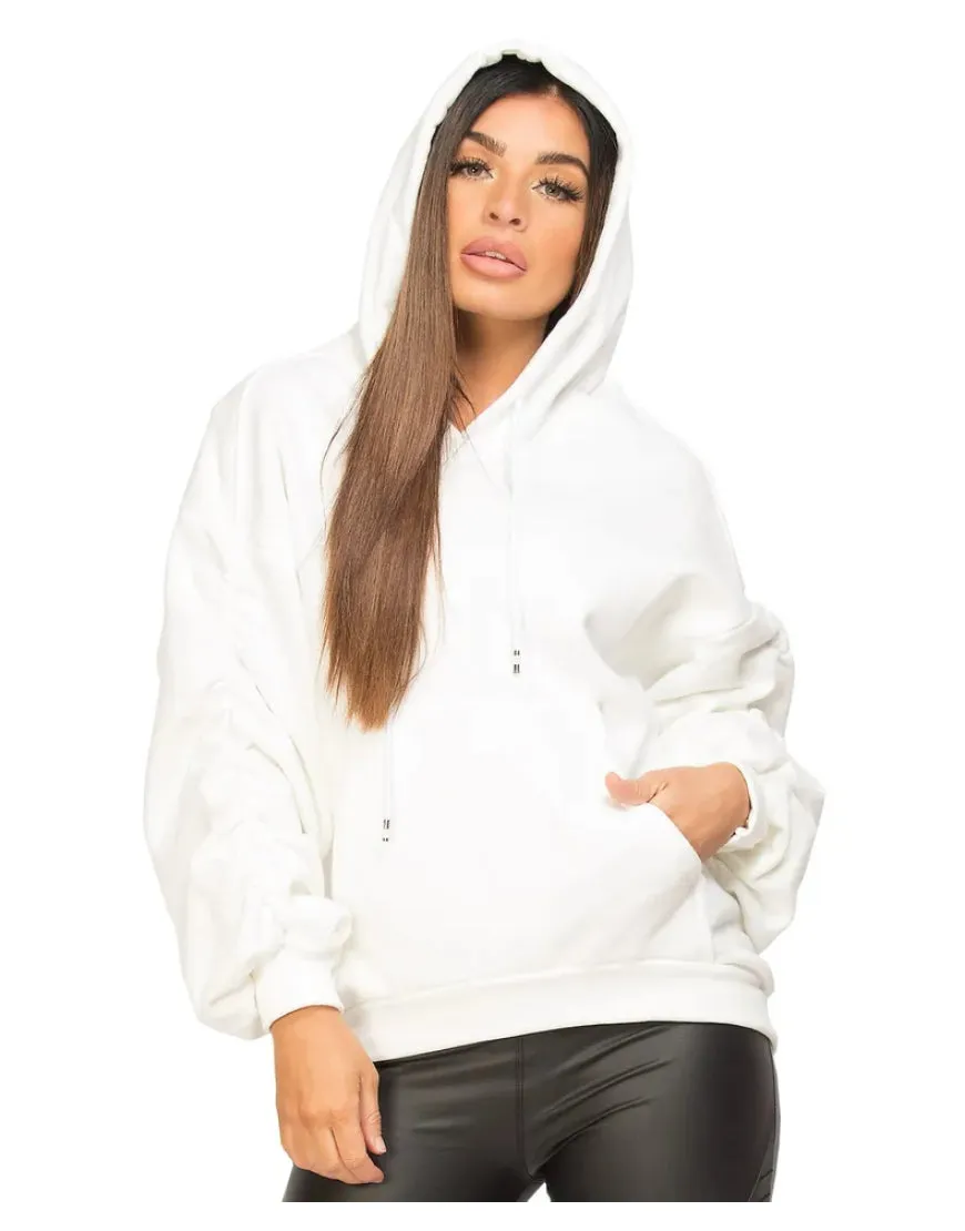 Ruched Fleece Hoodie