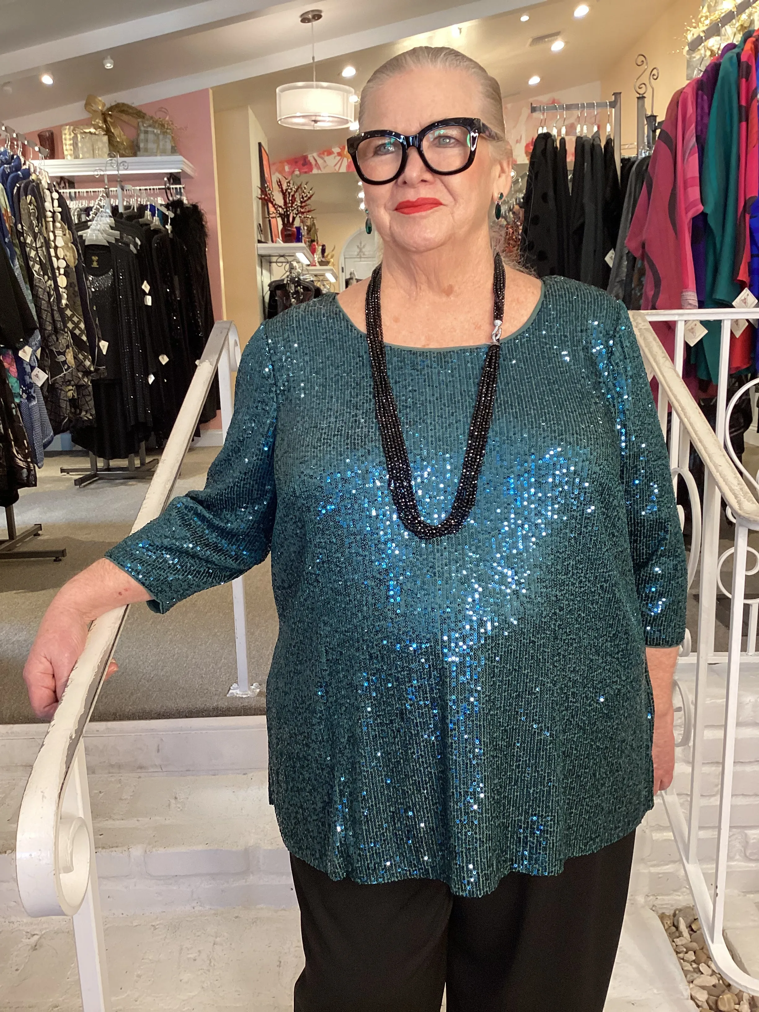 SEQUIN TUNIC - TEAL