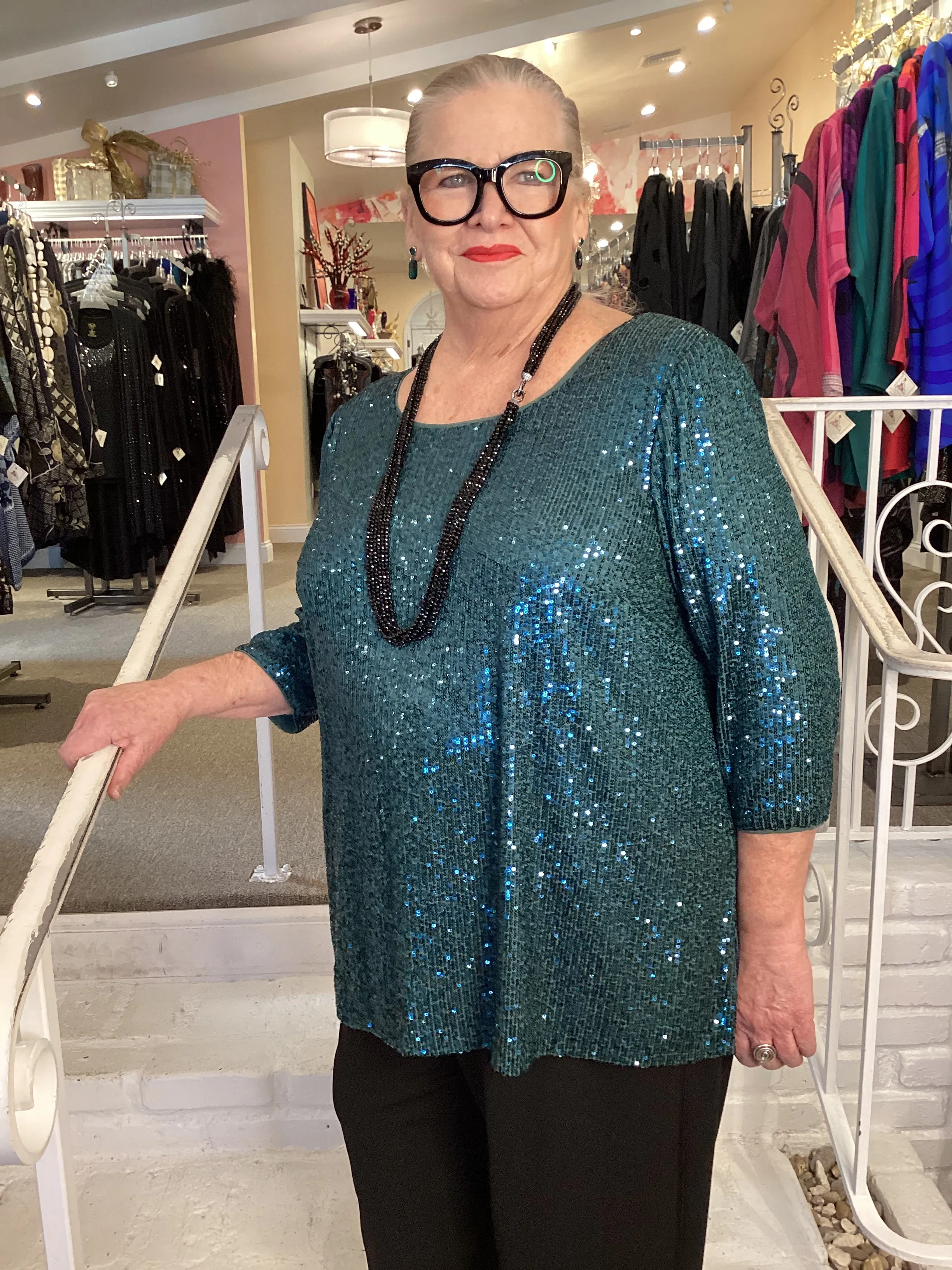 SEQUIN TUNIC - TEAL