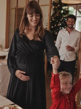 Short Glittery Dress, Maternity & Nursing Special - black