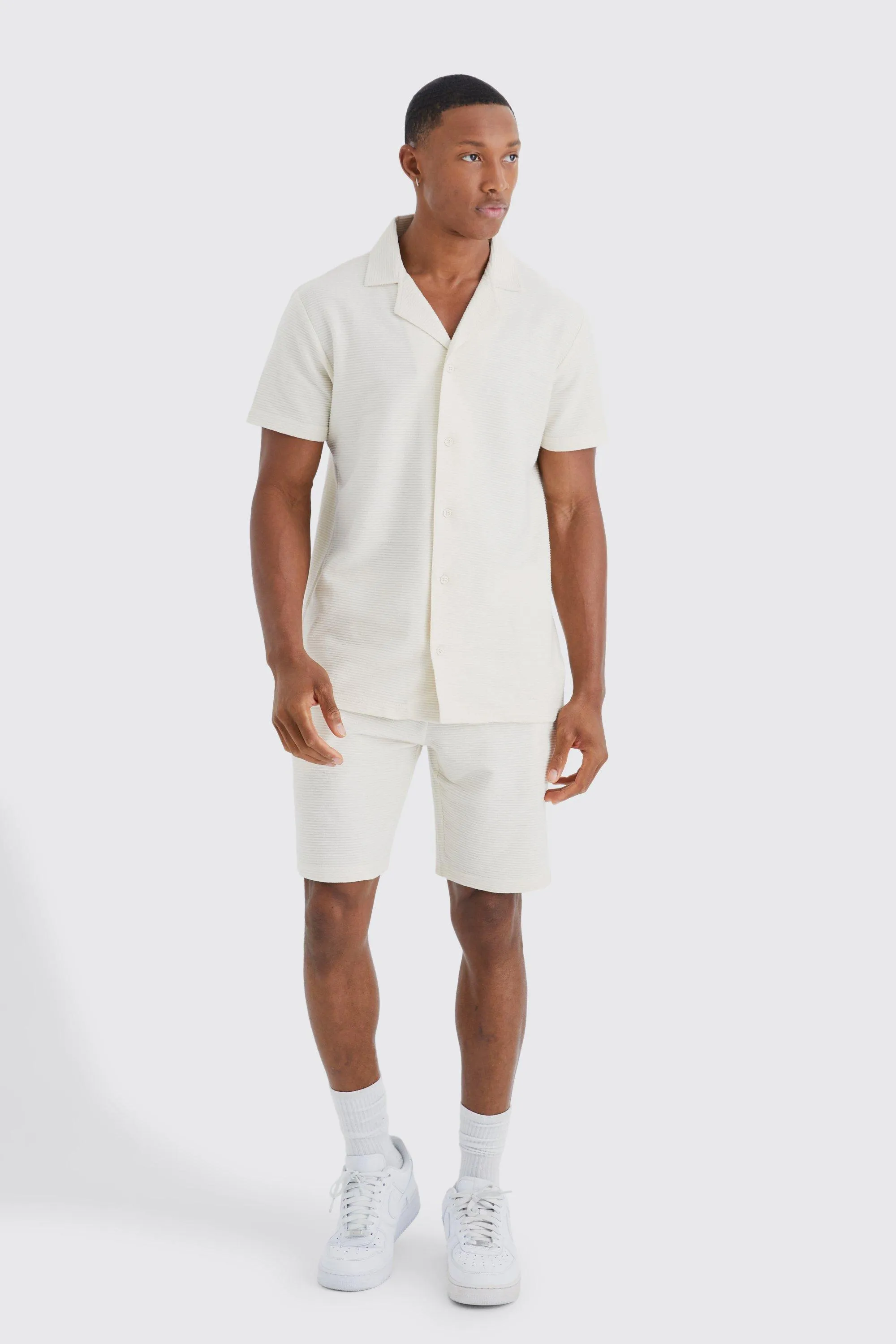 Short Sleeve Ottoman Jersey Shirt And Short | boohooMAN UK