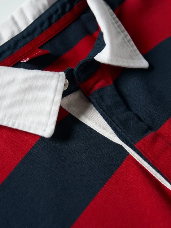 Slim fit striped rugby polo