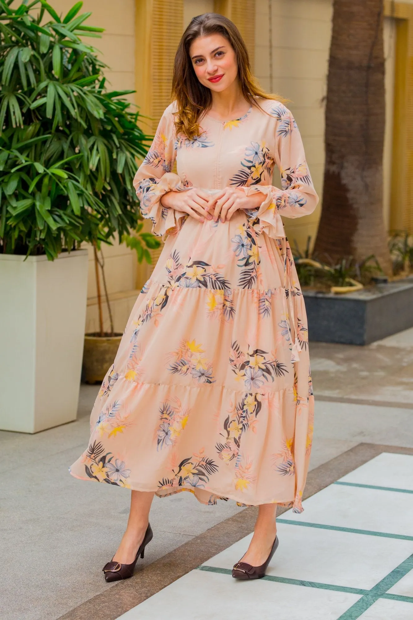 Soft Peachy Maternity & Nursing Layer Dress