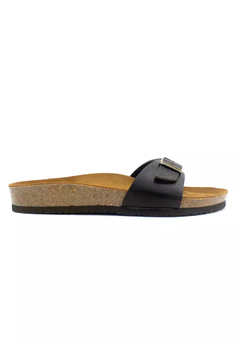 SoleSimple Lyon - Black Leather Sandals & Flip Flops