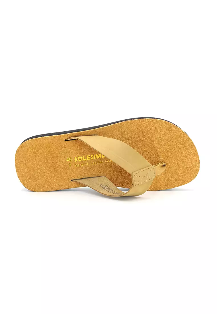 SoleSimple Quebec - Beige Leather Sandals & Flip Flops