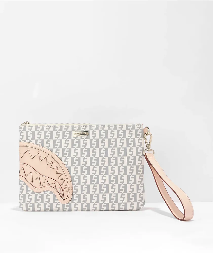 Sprayground Rose Money White & Grey Clutch Bag 