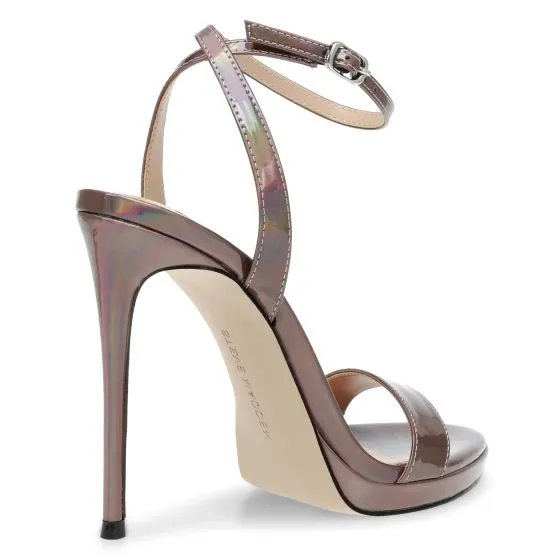 Steve Madden Wordly Pewter Hologram Mirror PU Sandals