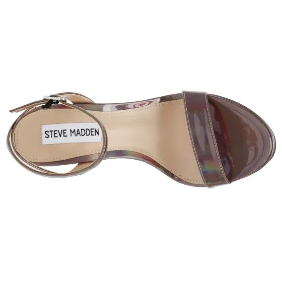 Steve Madden Wordly Pewter Hologram Mirror PU Sandals