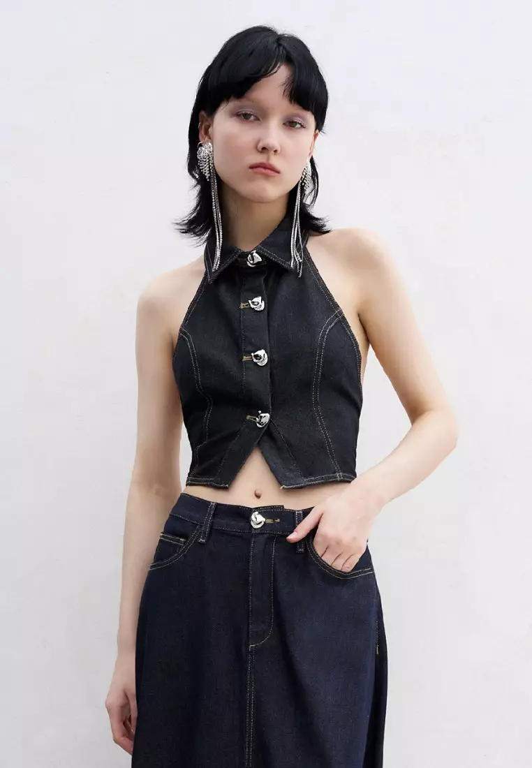 Urban Revivo Lapel Denim Vest