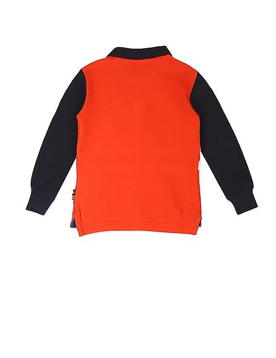 U.S. Polo Assn. Kids Orange Long Sleeve Colour Block Polo Shirt