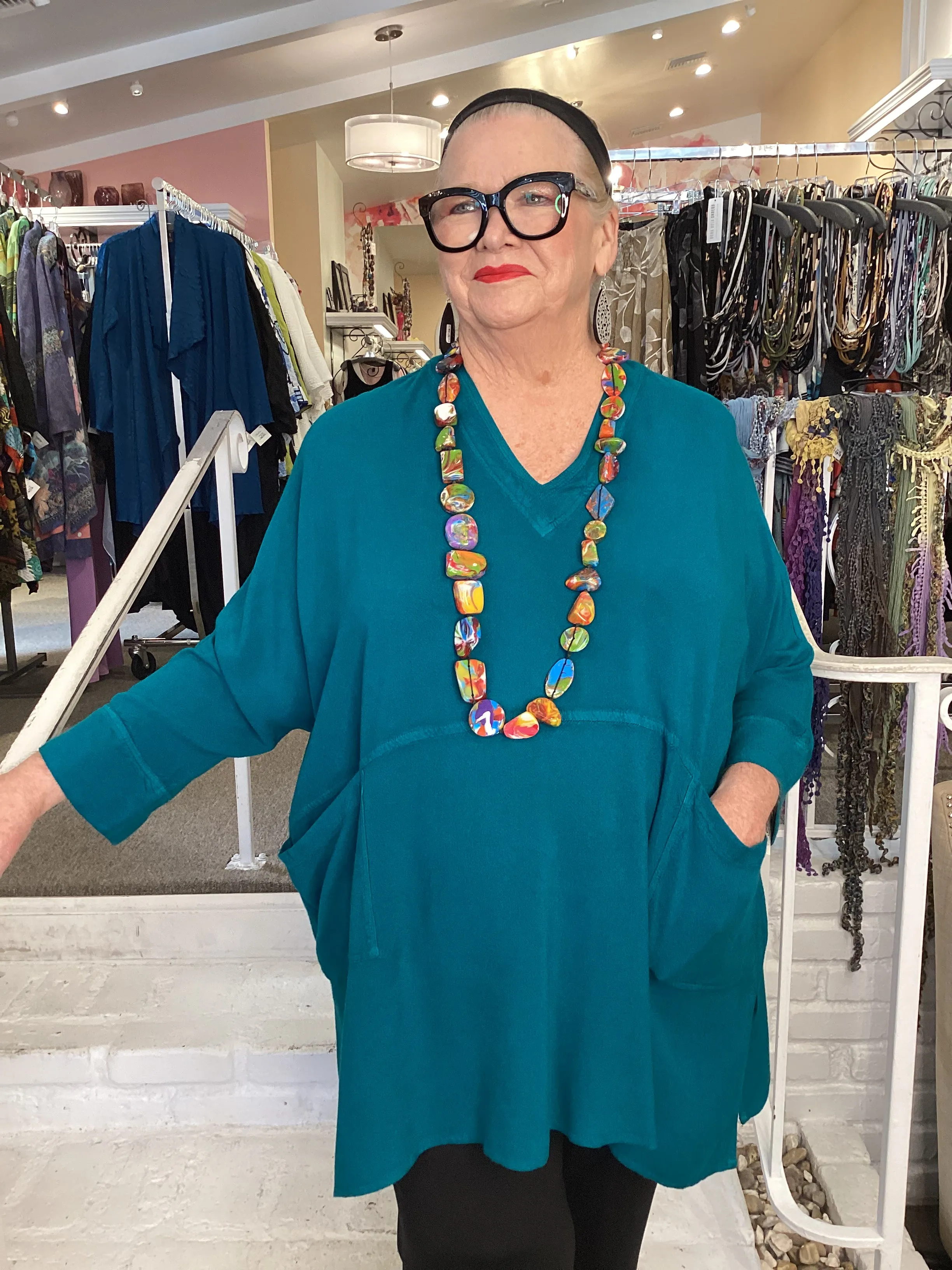 V PKT TUNIC - TEAL