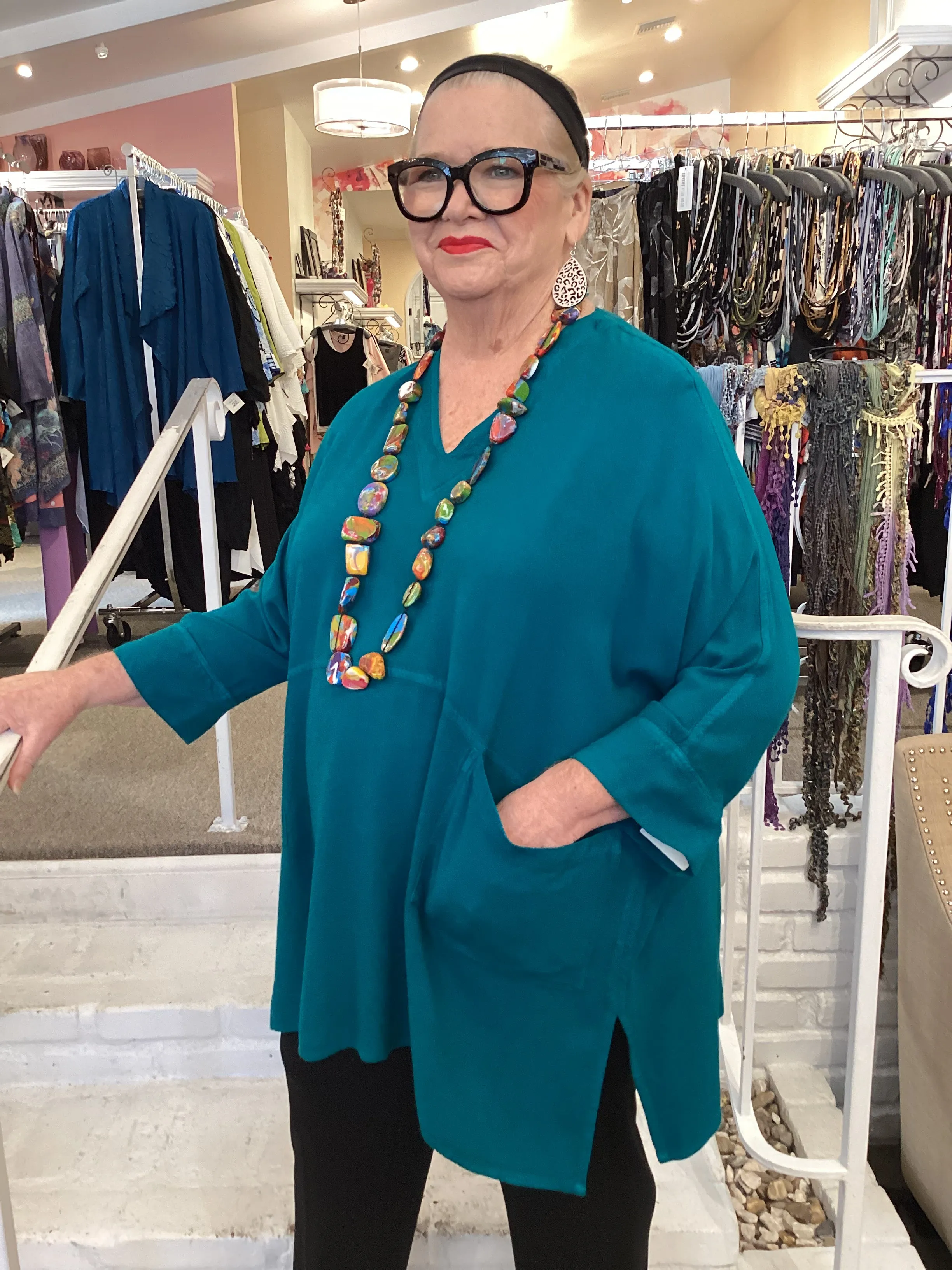 V PKT TUNIC - TEAL