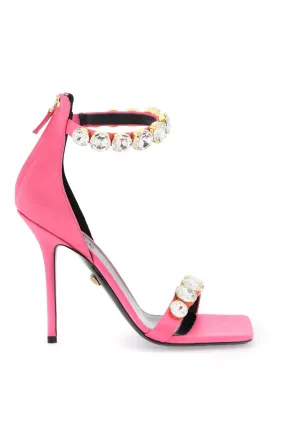 VERSACE Satin Sandals with Crystal Embellishments - FW23 Collection