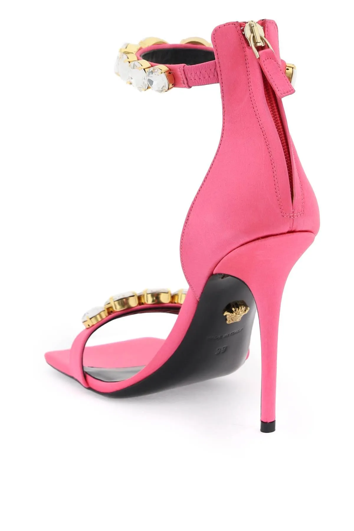 VERSACE Satin Sandals with Crystal Embellishments - FW23 Collection