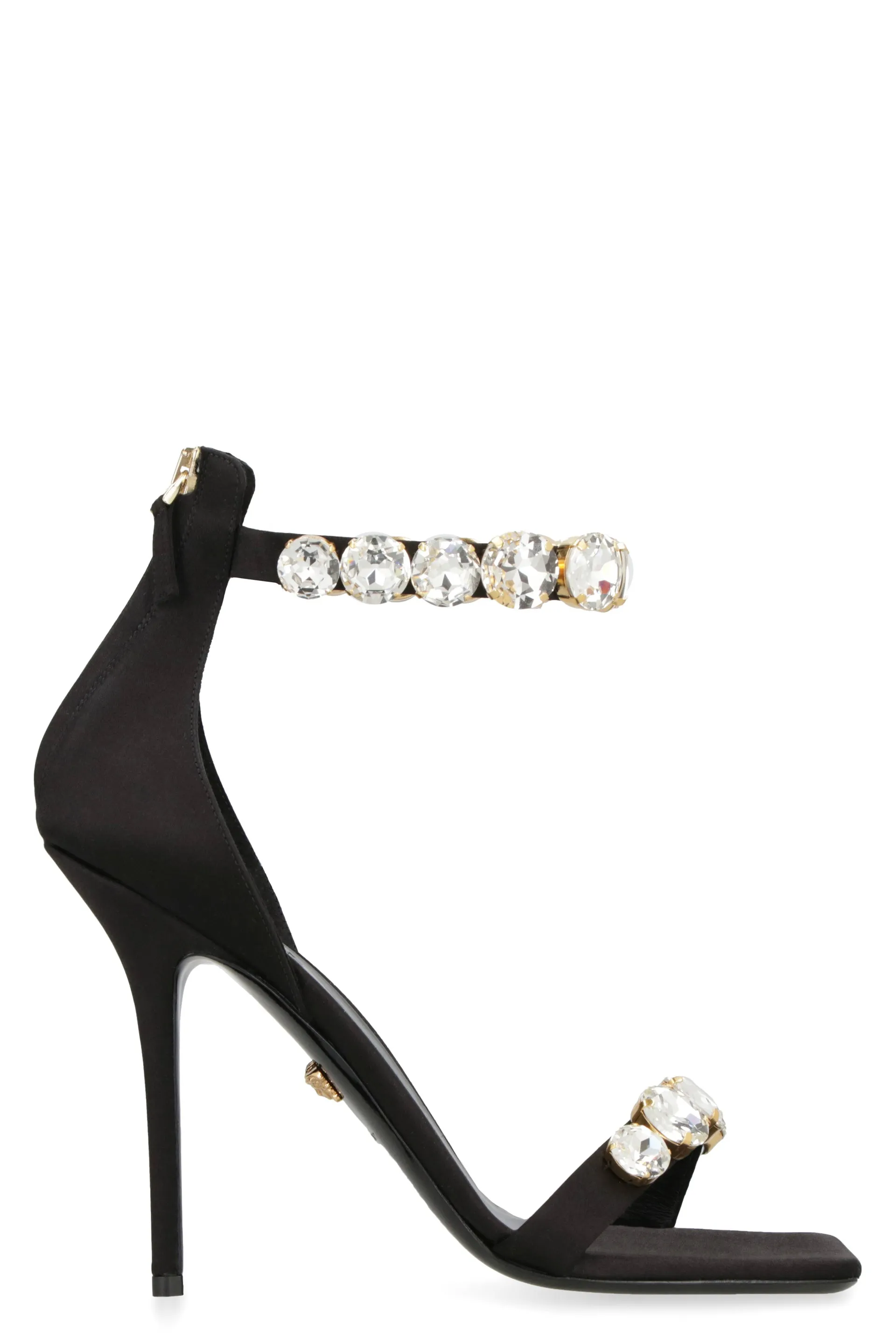 VERSACE Satin Sandals with Crystal Embellishments - FW23 Collection