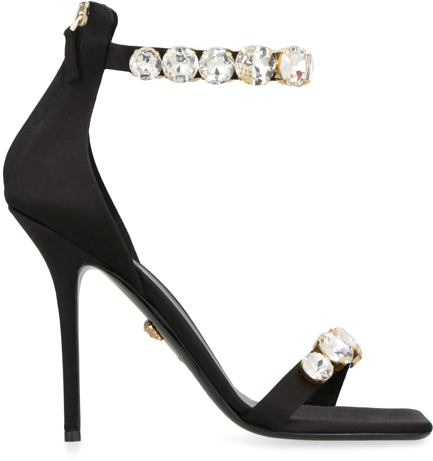 VERSACE Satin Sandals with Crystal Embellishments - FW23 Collection