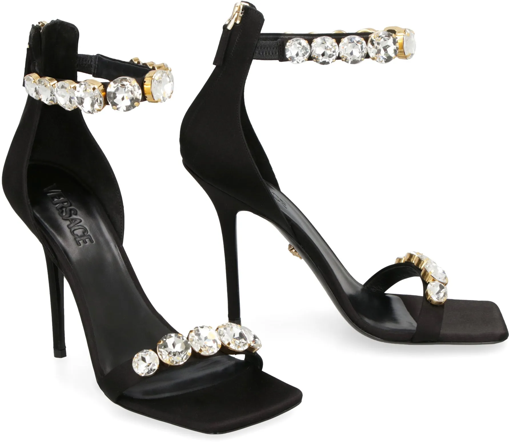 VERSACE Satin Sandals with Crystal Embellishments - FW23 Collection