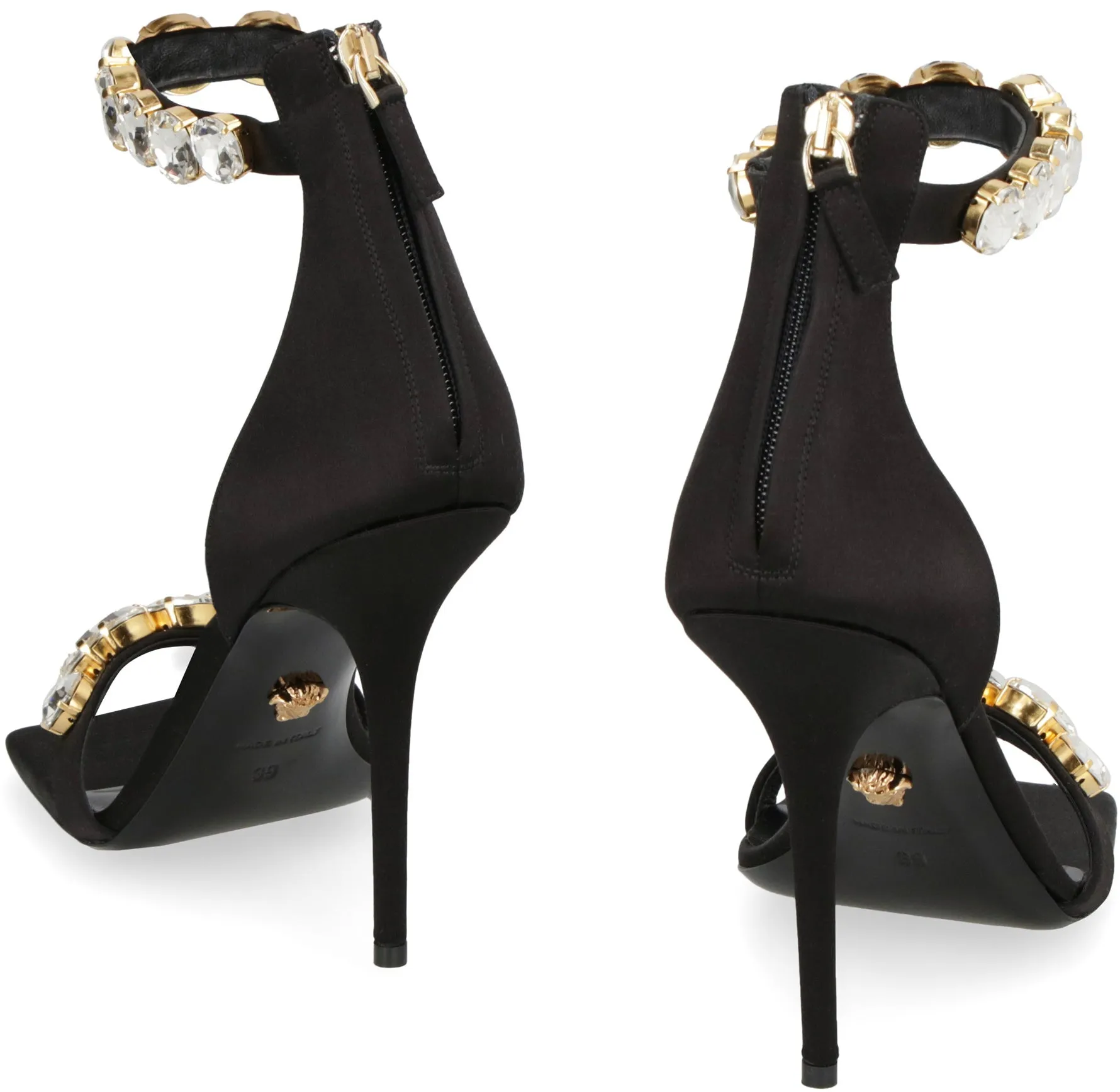 VERSACE Satin Sandals with Crystal Embellishments - FW23 Collection