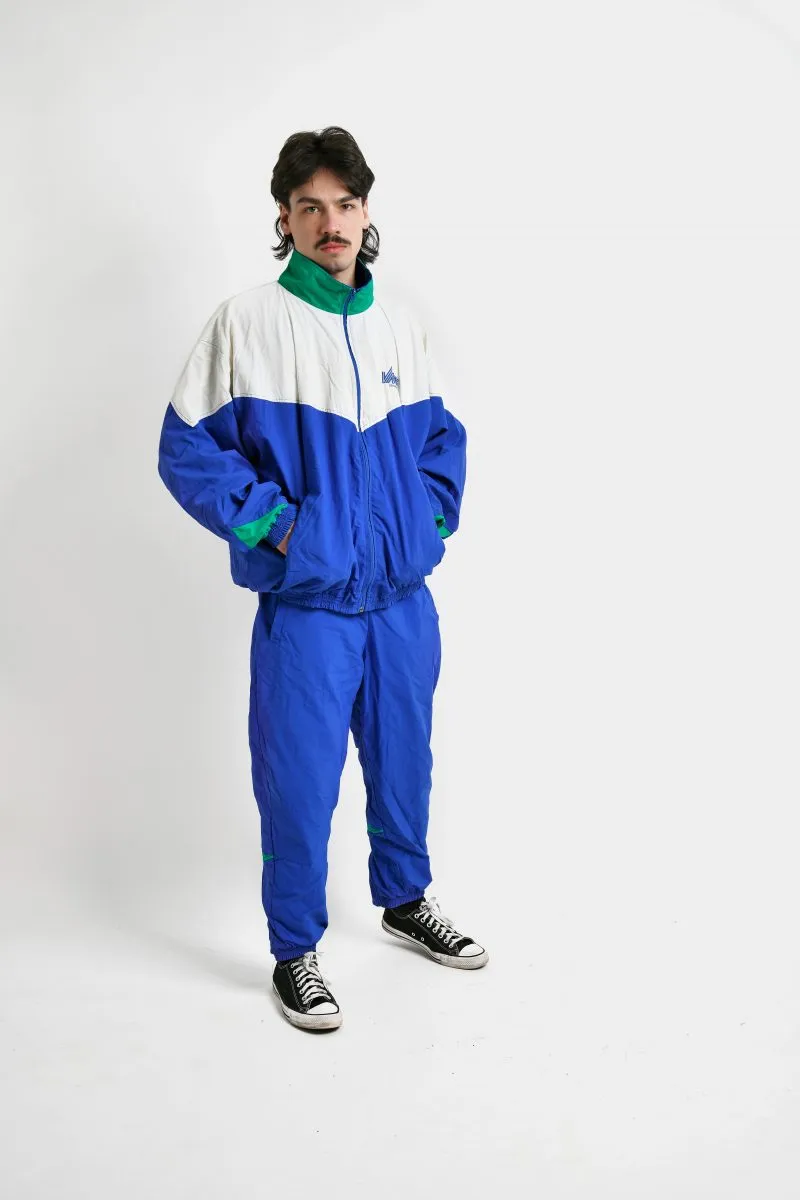 Vintage 90s tracksuit set men blue white