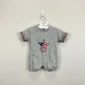 Vintage USA Flag Tiny Tee Shortall Romper 3-6 Months