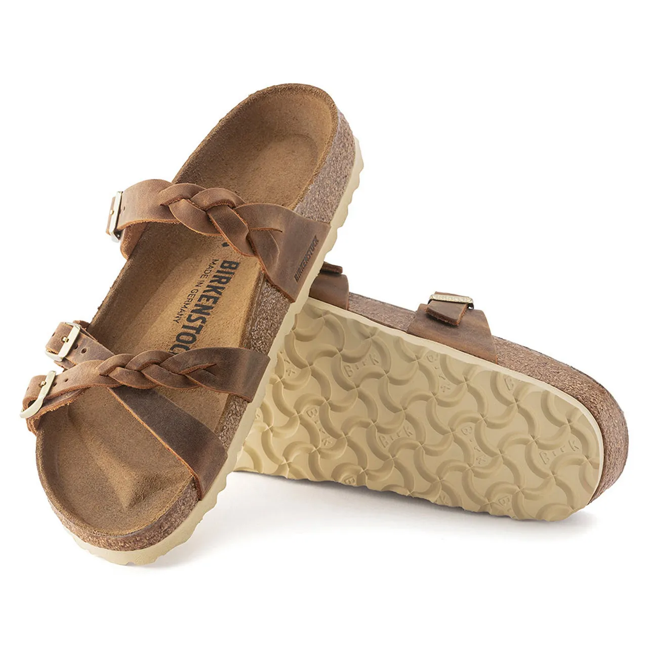 Women's Birkenstock Franca Braid Sandals - Cognac