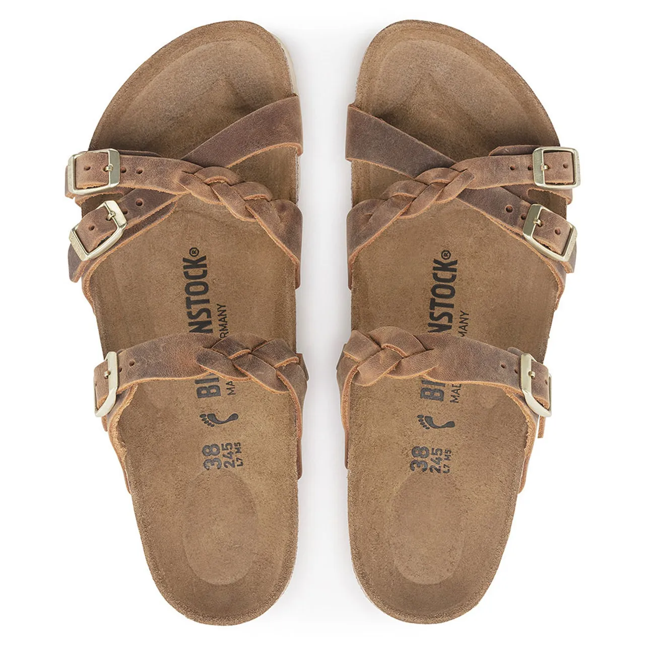 Women's Birkenstock Franca Braid Sandals - Cognac