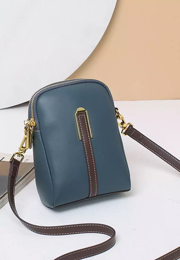 ZITIQUE Stylish contrast leather cross-body bag